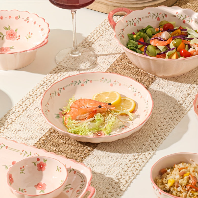 Peach Blossom" Pink Ceramic Dinnerware Set (16/33/44 Pieces)