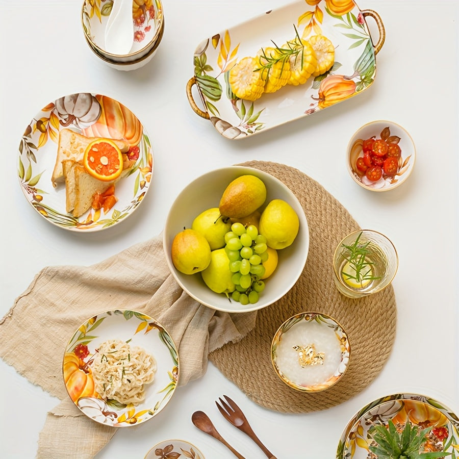 Ceramic Pumpkin Serving Set with Spoons (4 Pieces)