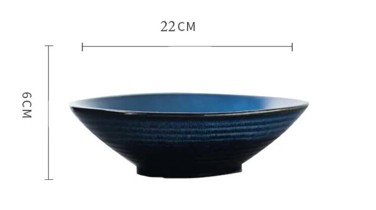 Japanese "Ocean Blue" Kiln Glazed Ceramic Dinnerware Set – Ramen Bowls & Plates