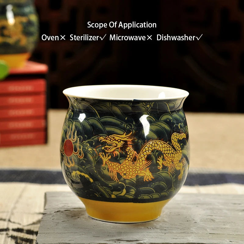 "Imperial Dragon" Chinese Kung Fu Tea Set – Porcelain Pot & Cups