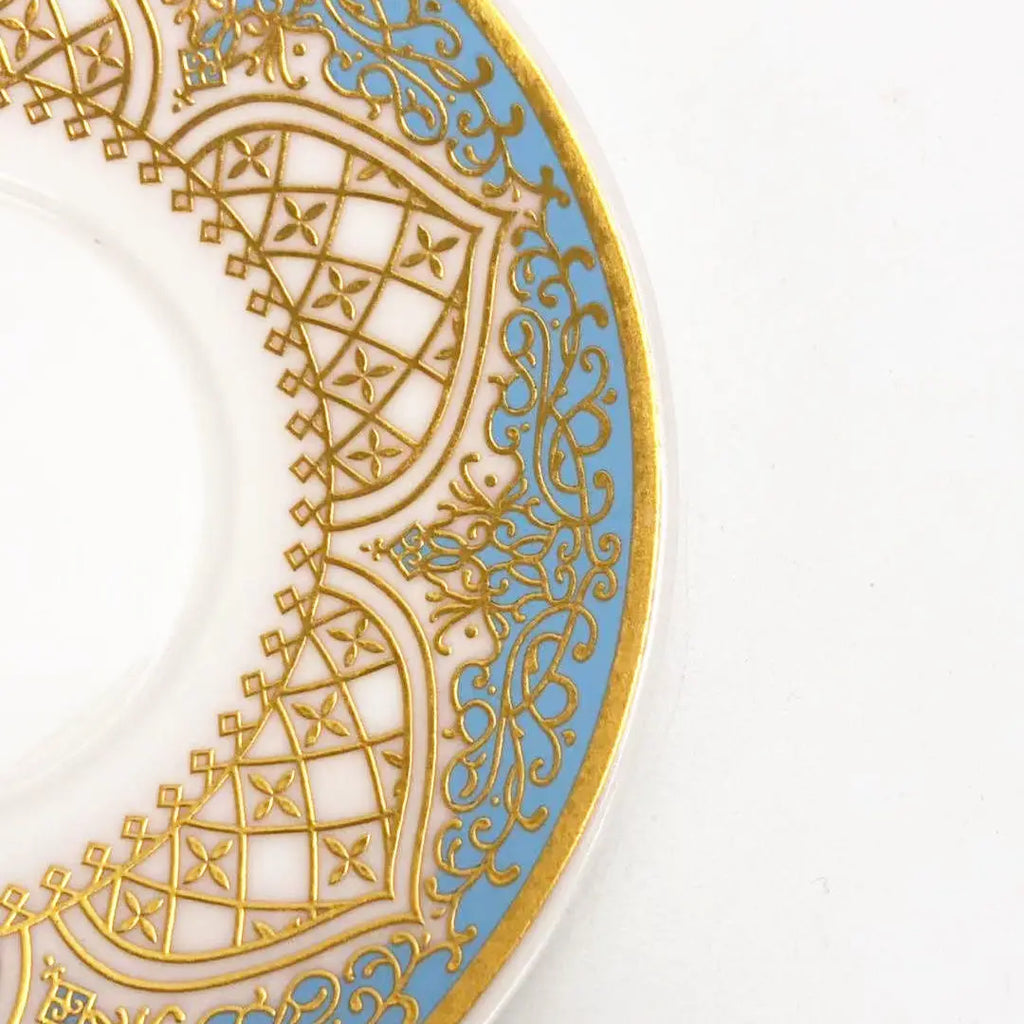 Turkish Blue & Gold Tea Glass Set with Saucers & Spoons