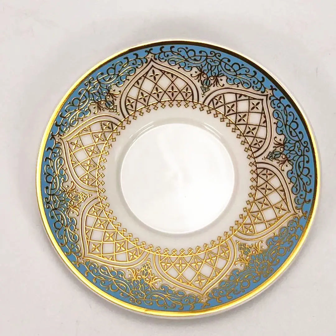 Turkish Blue & Gold Tea Glass Set with Saucers & Spoons