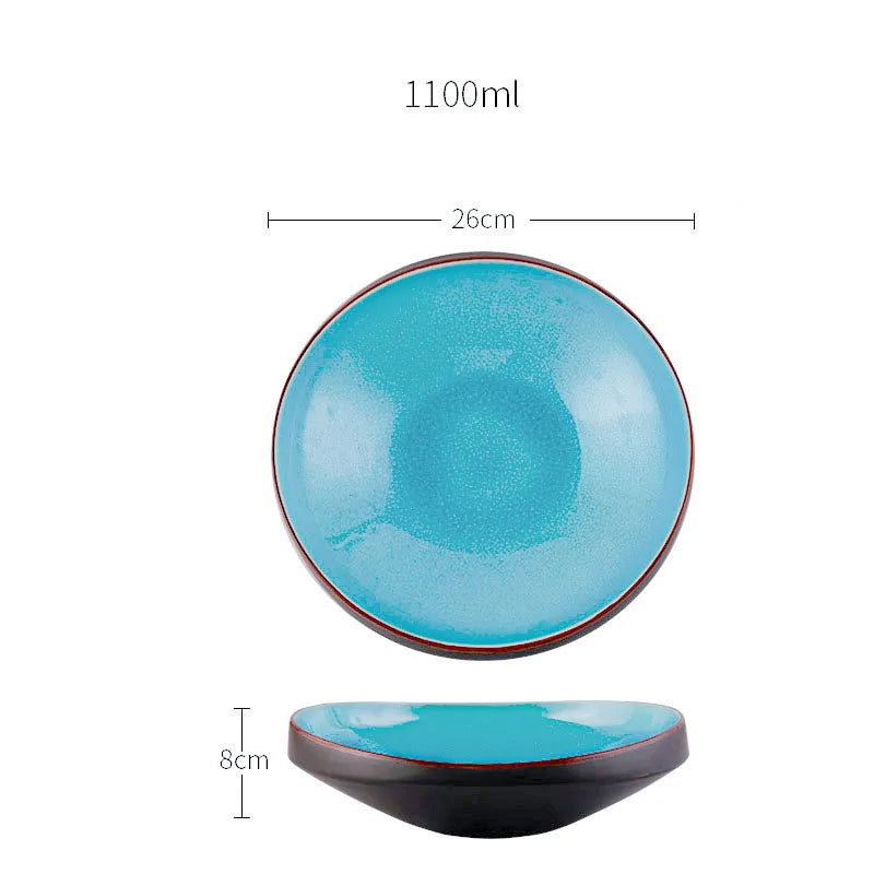 LingAo Professional Japanese Ceramic Dining Set – Ramen Bowls, Sushi Plates & Spoons