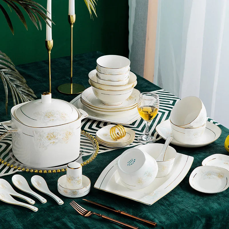 Royal Gold-Painted Tableware Collection (58pcs Gift Box)