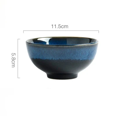 Japanese "Ocean Blue" Kiln Glazed Ceramic Dinnerware Set – Ramen Bowls & Plates