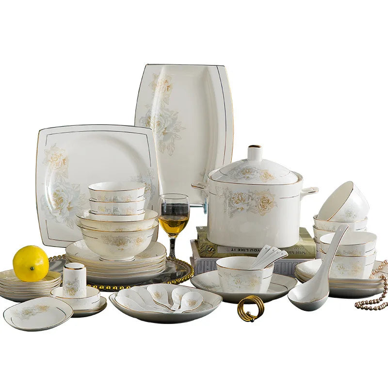 Royal Gold-Painted Tableware Collection (58pcs Gift Box)