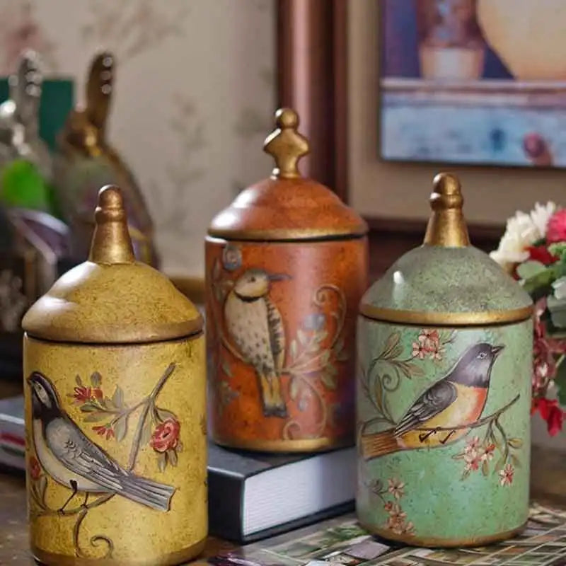 Vintage Hand-Painted Ceramic Storage Canister – Retro Tea & Sugar Jar