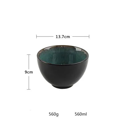 ANTOWALL "Peacock Blue" Kiln Glazed Ceramic Dinnerware – European Style
