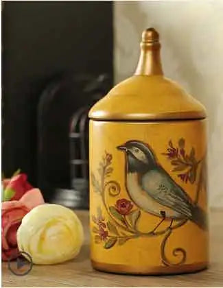 Vintage Hand-Painted Ceramic Storage Canister – Retro Tea & Sugar Jar
