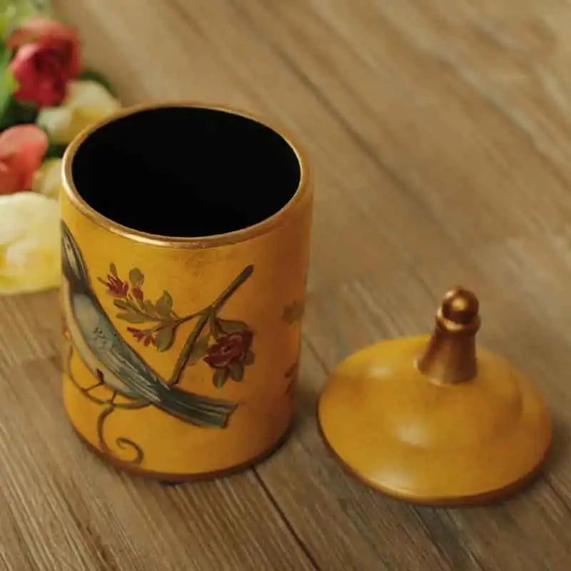 Vintage Hand-Painted Ceramic Storage Canister – Retro Tea & Sugar Jar