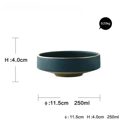 KINGLANG 1PCS Ceramic Plate Bowl Real Gold Edge Steak Dish Rice Bowl Slim Dinner Plate High Level Partyware