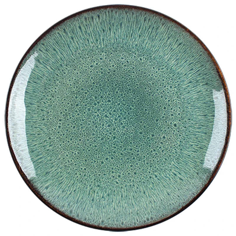 ANTOWALL "Peacock Blue" Kiln Glazed Ceramic Dinnerware – European Style