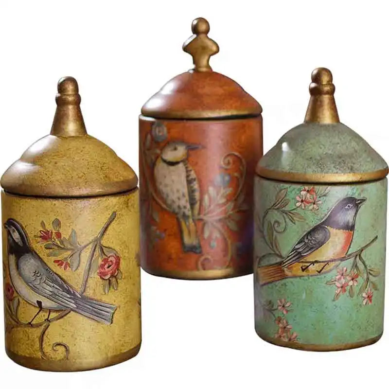 Vintage Hand-Painted Ceramic Storage Canister – Retro Tea & Sugar Jar