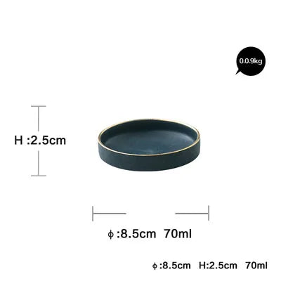 KINGLANG 1PCS Ceramic Plate Bowl Real Gold Edge Steak Dish Rice Bowl Slim Dinner Plate High Level Partyware