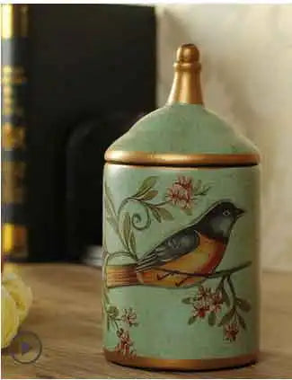 Vintage Hand-Painted Ceramic Storage Canister – Retro Tea & Sugar Jar