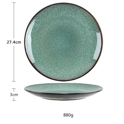 ANTOWALL "Peacock Blue" Kiln Glazed Ceramic Dinnerware – European Style