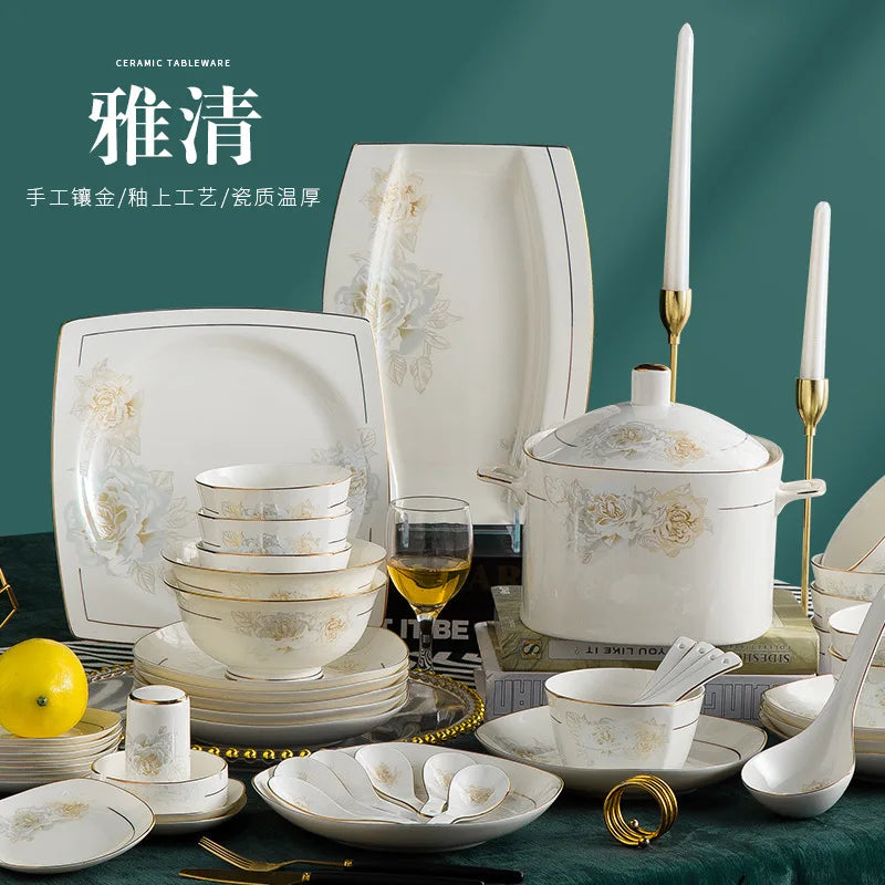 Royal Gold-Painted Tableware Collection (58pcs Gift Box)