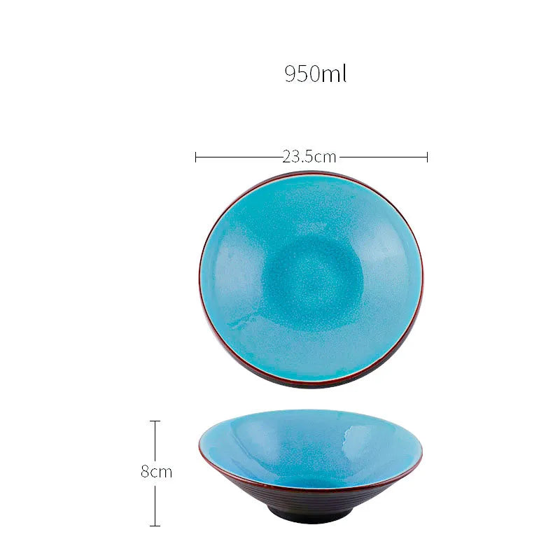 LingAo Professional Japanese Ceramic Dining Set – Ramen Bowls, Sushi Plates & Spoons