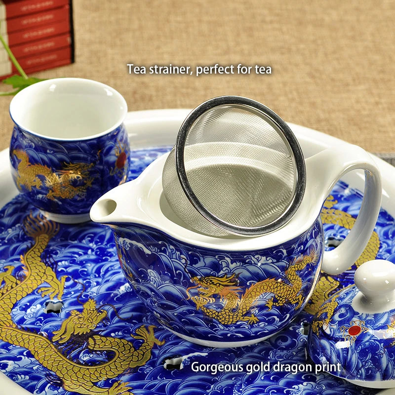 "Imperial Dragon" Chinese Kung Fu Tea Set – Porcelain Pot & Cups
