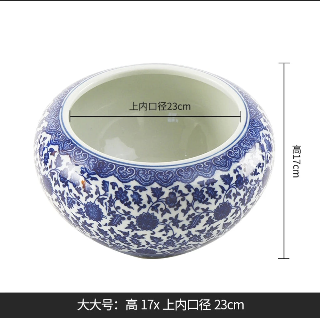 Vintage Blue & White Porcelain Lotus Bowl