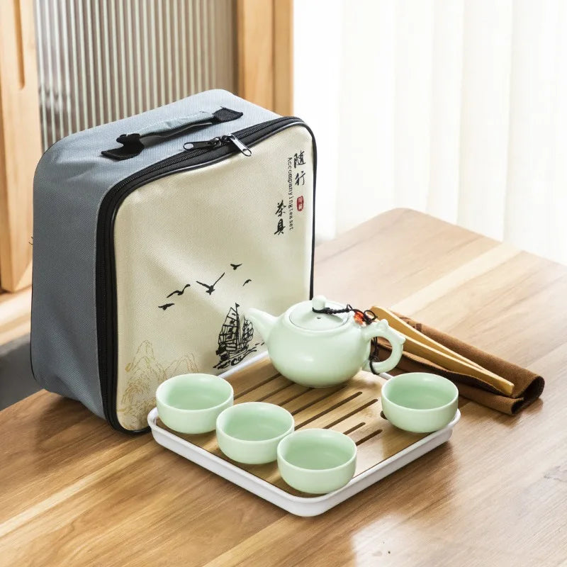 Portable Travel Kung Fu Tea Set (1 Pot + 4 Cups)