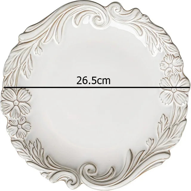 Vintage Stamped Floral Porcelain Plate – Elegant Serving Dish for Pasta & Desserts