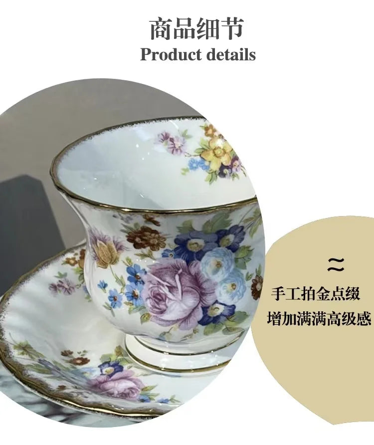 "European Elegance" Exquisite Bone China Coffee Cup & Tea Set