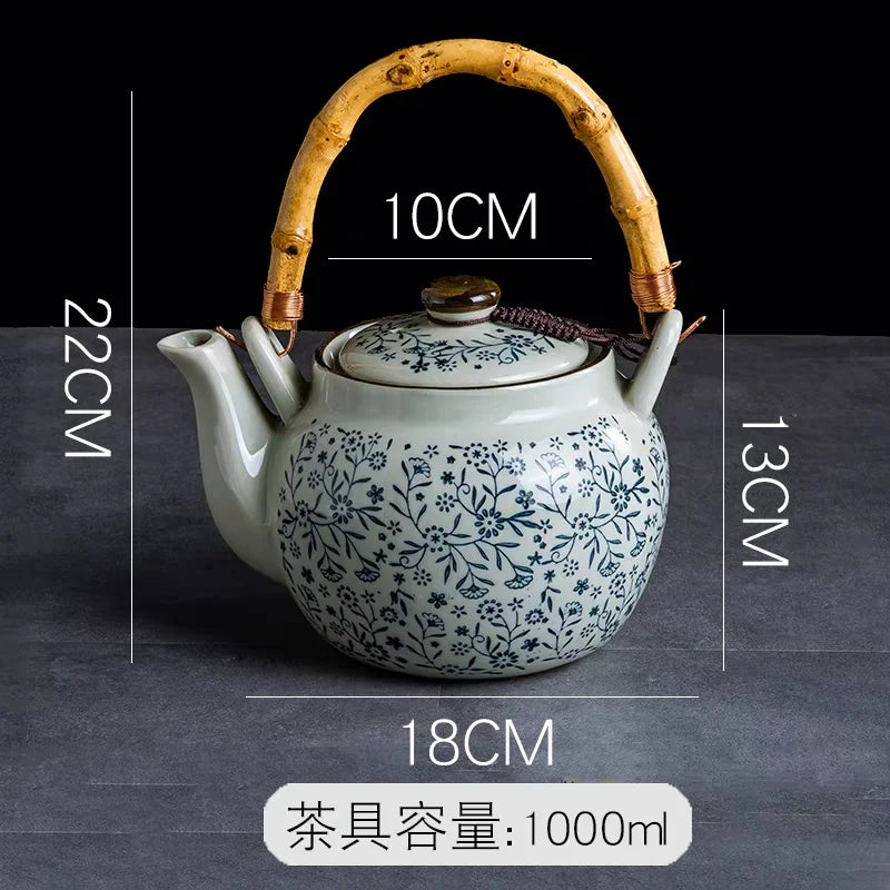 Japanese-Style Hand-Painted Ceramic Tea Set (Under-Glaze)
