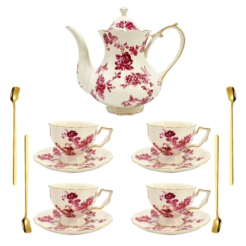Vintage European Gold-Rimmed Tea Set