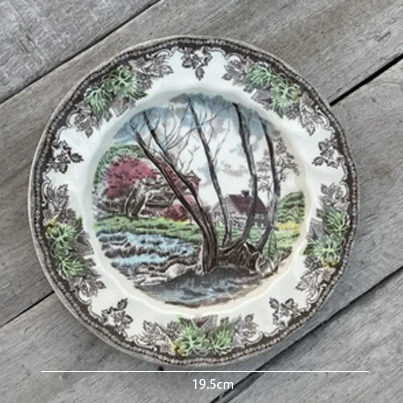 "Manor Landscape" Creative Ceramic Dessert & Salad Plate