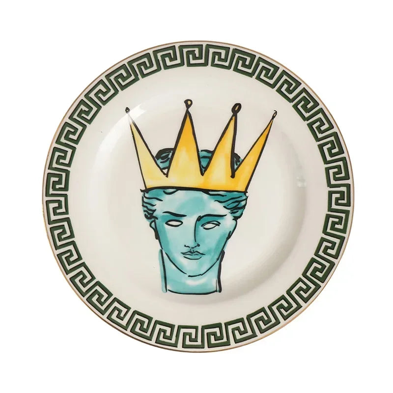 Sea God Creative Ceramic Mug & 8" Plate Set