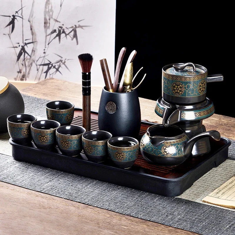 High-End Ceramic Kung Fu Set with Rotating Brewer