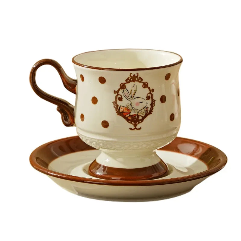 French Cute Rabbit Ceramic Mug & Plate Set