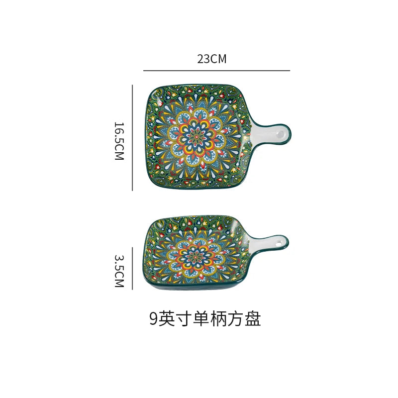 Creative Modern Ceramic Tableware Collection – Handle Bowls & Steak Plates