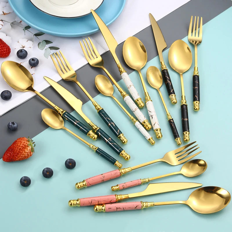 Luxury Marble Flatware with Stand.