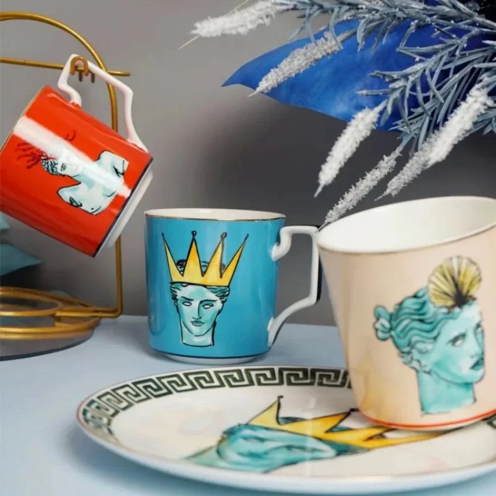 Sea God Creative Ceramic Mug & 8" Plate Set