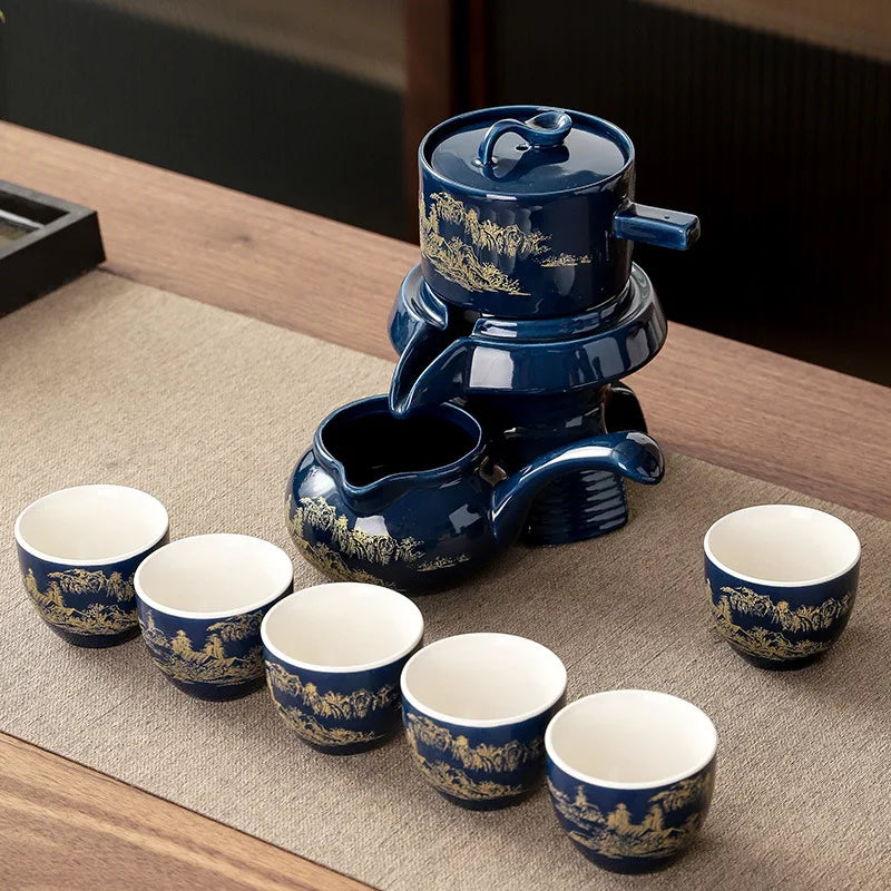 High-End Ceramic Kung Fu Set with Rotating Brewer