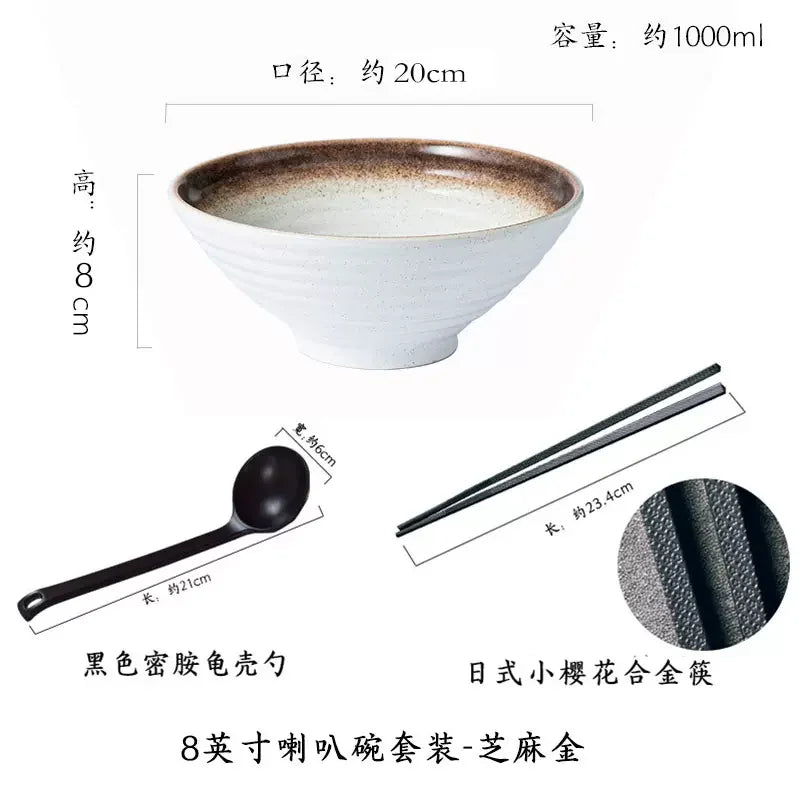 Japanese "Bamboo Hat" Ceramic Ramen Bowl – Creative Conical Noodle & Soup Bowl