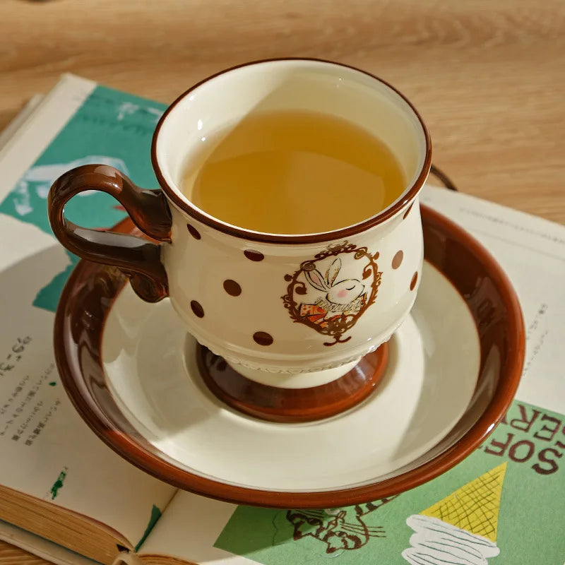 French Cute Rabbit Ceramic Mug & Plate Set