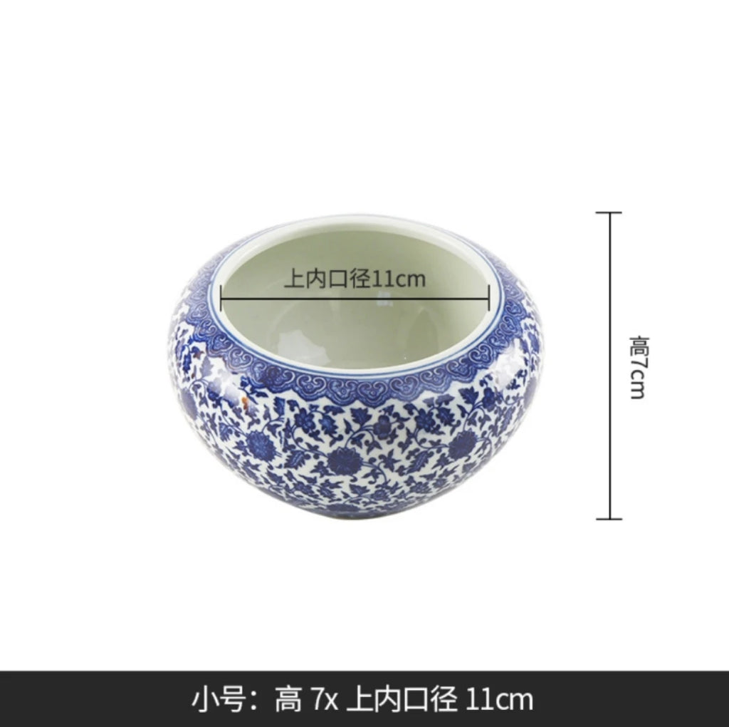Vintage Blue & White Porcelain Lotus Bowl