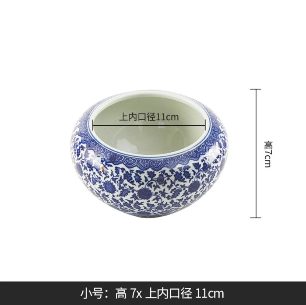 Vintage Blue & White Porcelain Lotus Bowl