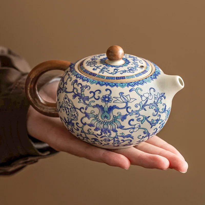 High-End Chinese Ru Ware Teapot & 2 Cups Set