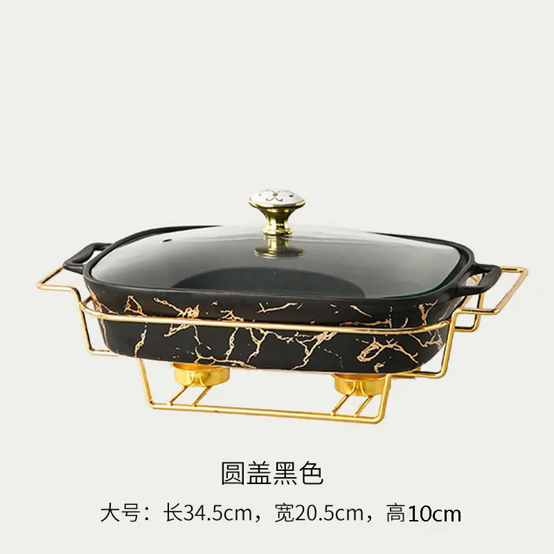 Rectangular Amphora Ceramic Casserole with Candle Warmer