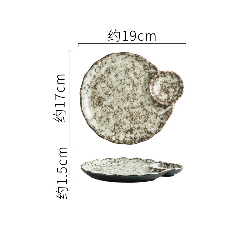 Vintage Irregular Ceramic Serving Plate – Creative Art for Sushi & Desserts