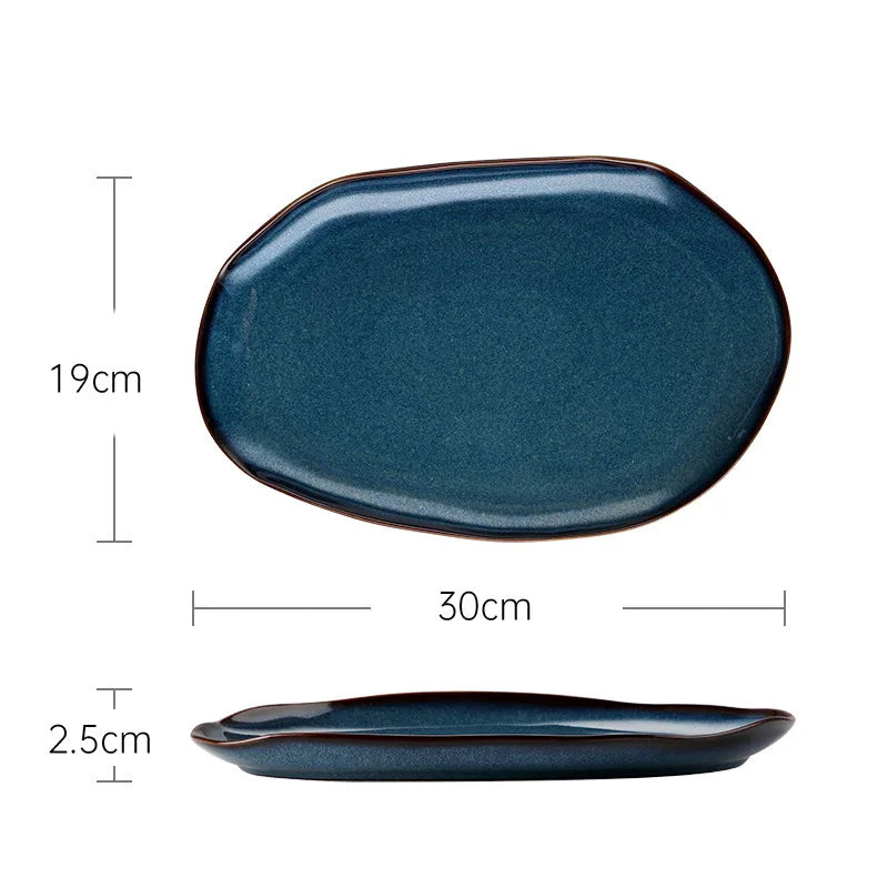 LingAo Japanese Kiln Glazed Ceramic Dinnerware Set – Artisan Bowls & Plates