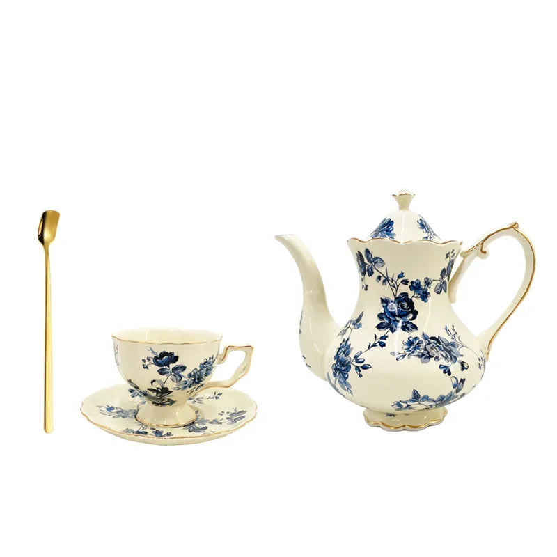 Vintage European Gold-Rimmed Tea Set