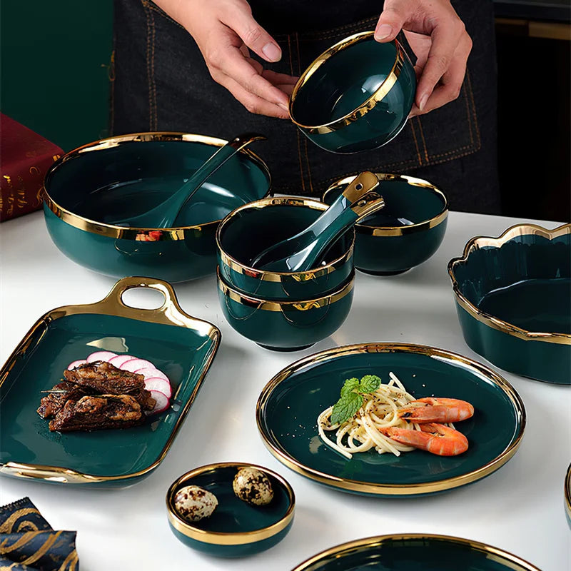 Royal Emerald 18Pcs Dinnerware Set.
