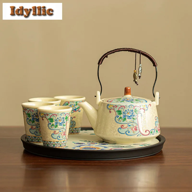 Zen Ceremony Tea Set – Luxury Hand-Painted Peony