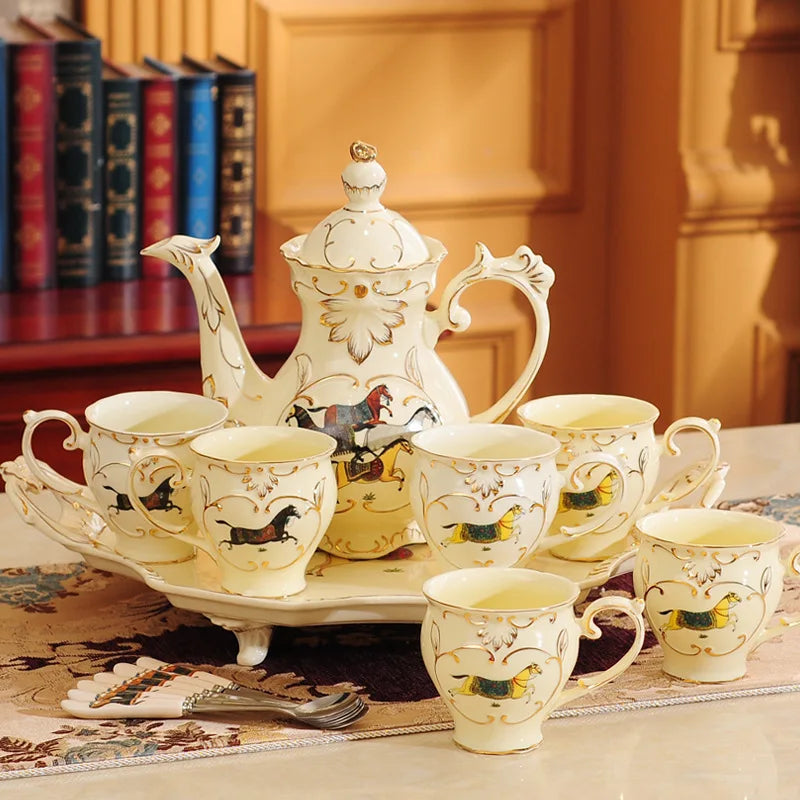 Luxury European Ceramic Water & Tea Set (with Tray)