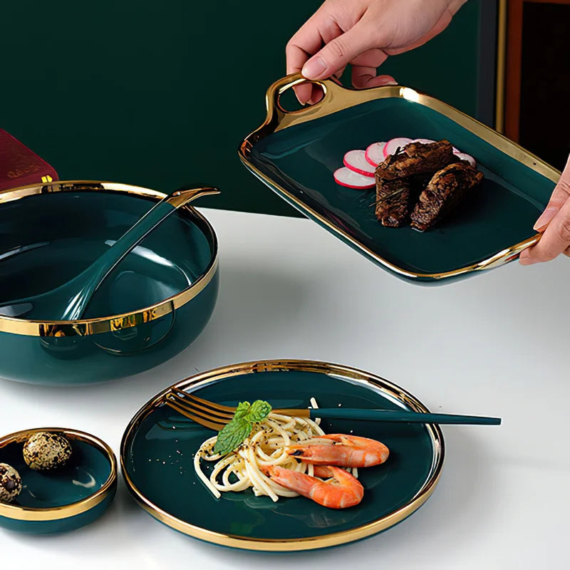 Royal Emerald 18Pcs Dinnerware Set.